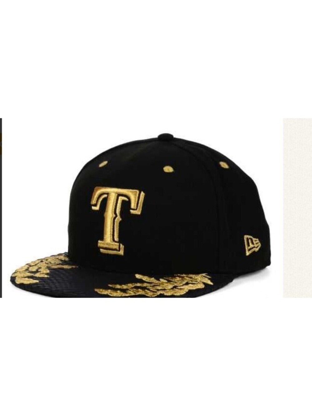 Texas Rangers MLB Snake Leather Snake Black Gold Hat Size 7
